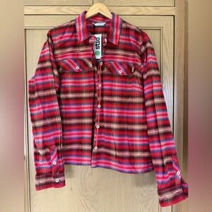NWT Stio Autumn Red Plaid Organic Cotton Bevel Flannel Button Down / xlg